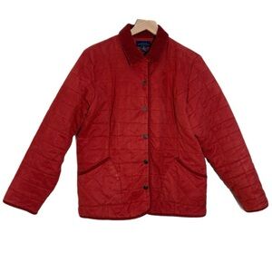 Charter Club Red Quilted Barn Chore Coat Snap Up Corduroy Collar Women’s MP.